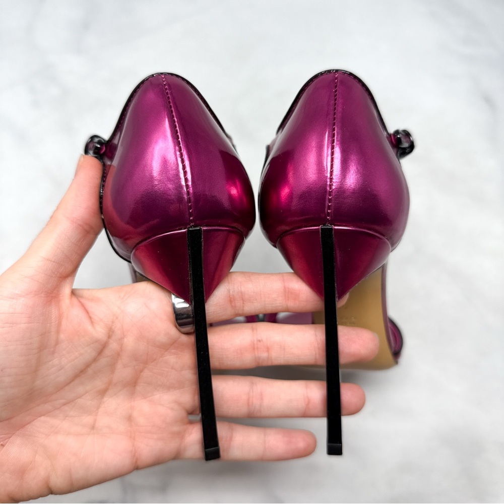 CASADEI Candylux Blade Chrome Metallic Ankle Strap Stiletto Sandal Heels Pink 35 - Picture 8 of 14